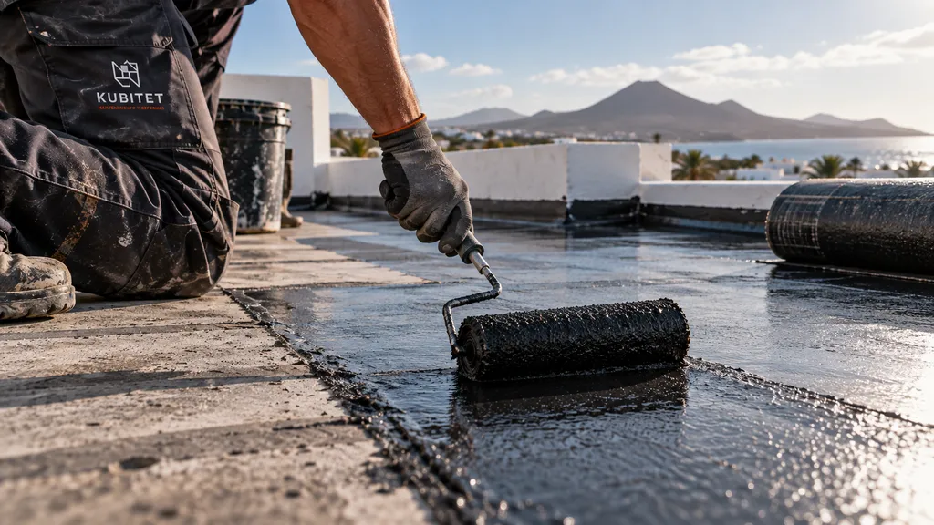 Aplicación de impermeabilización sobre una terraza